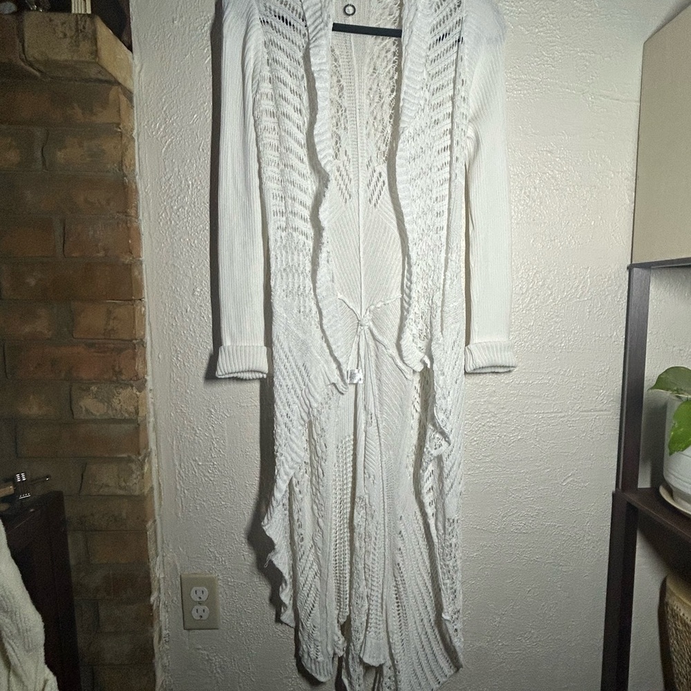 Anthropologie One Girl Who White Knit Cardigan